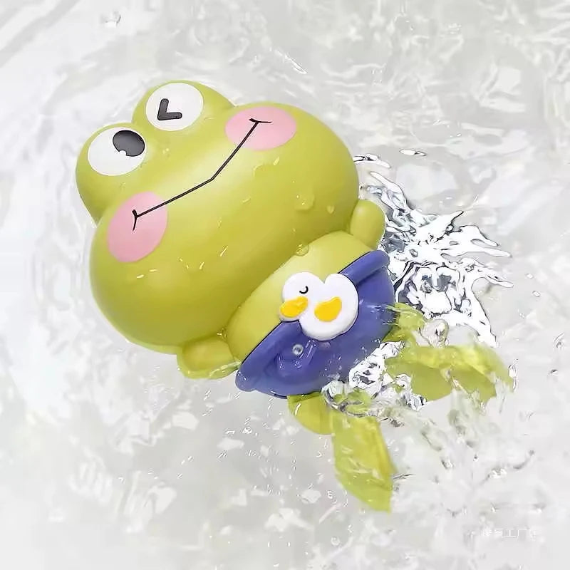 Wind-Up Swimming Frog Bath Toys for Toddlers, No Battery Mold-Free ABS Montessori Water Toy for Kids