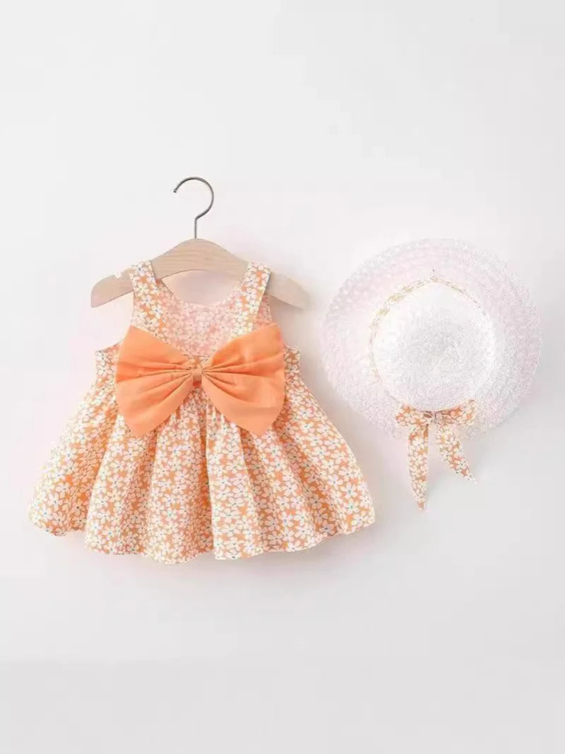 Baby Girl Clothing Set  Summer Newborn Dresses Toddler Clothes Korean Cute Bow Flowers Beach Infant Princess Dress
