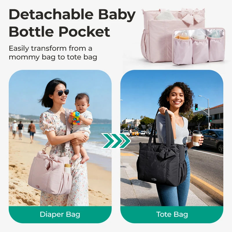 BAGSMART Mommy Diaper Bag Stroller Organizer Multifunctional Baby Diaper Handbag with Changing Large Capacity Maternity Totes