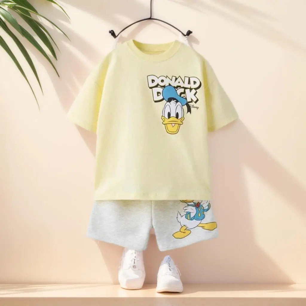 Designer Children's Summer Short Sleeved Set Pure Cotton For Girls' Summer Wear And Boys  Outdoor Sports Suit Kids Clothing