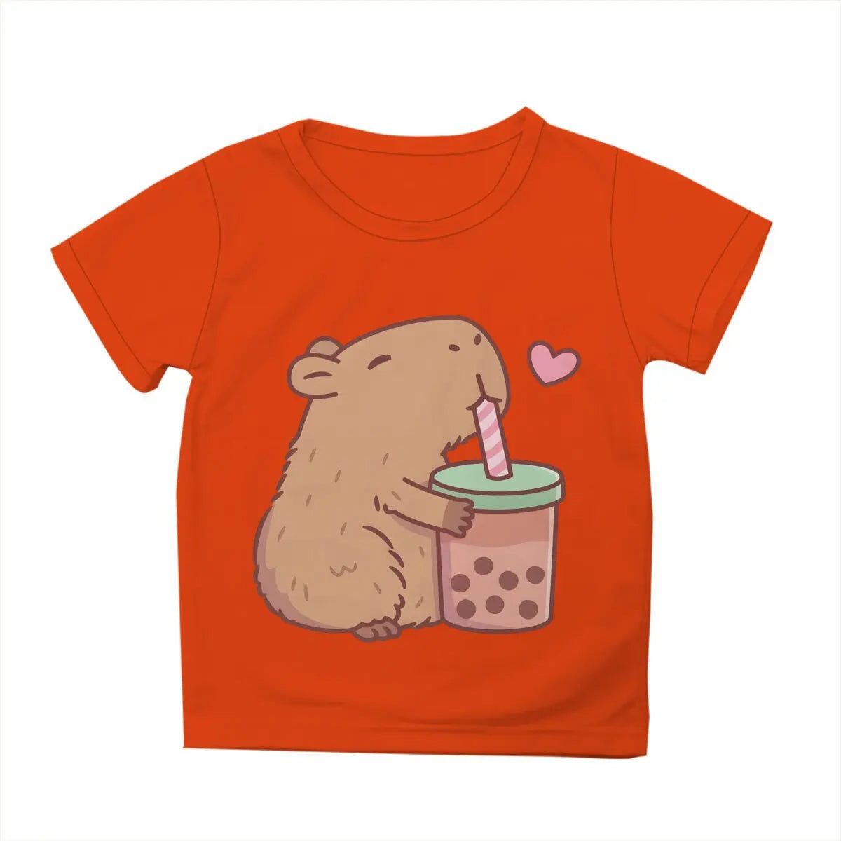 Kids Capybara Clothes Toddler Shirts Baby Boys Girls Short Sleeve Graphic Capibara Tee Striped Cotton Tops For Children Clothes