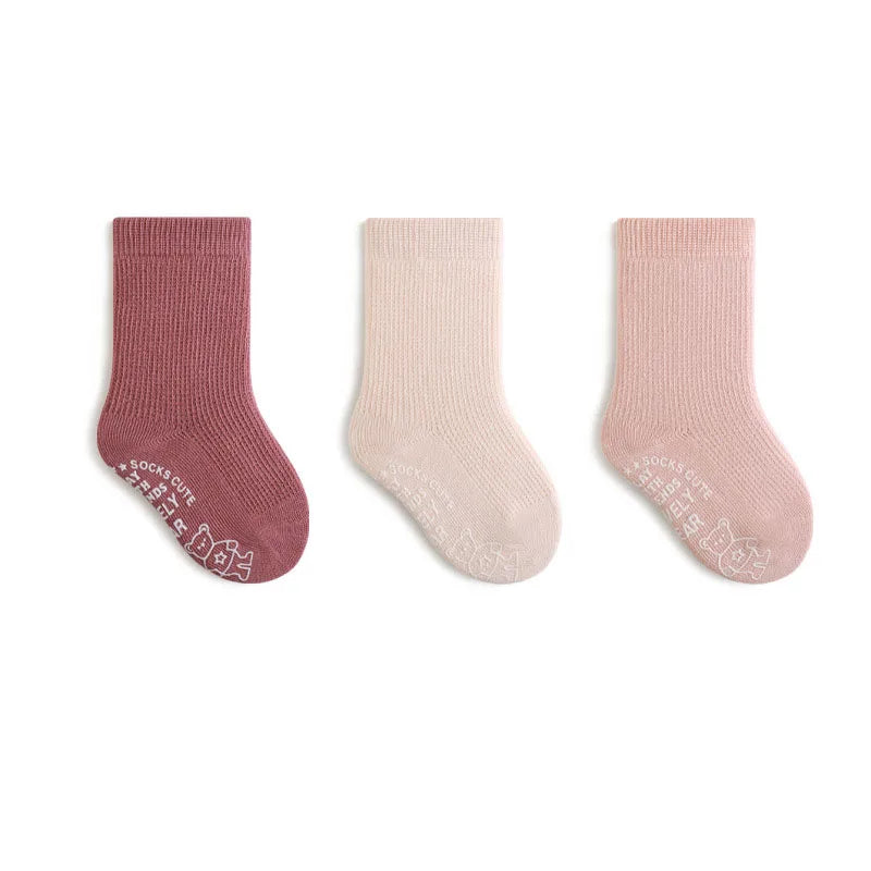 3 Pairs a Lot Spring New Baby Toddler Socks 0-5Y Non-Slip Antibacterial Soft Cotton 2026 Kids Socks for Boys Girls Accessories