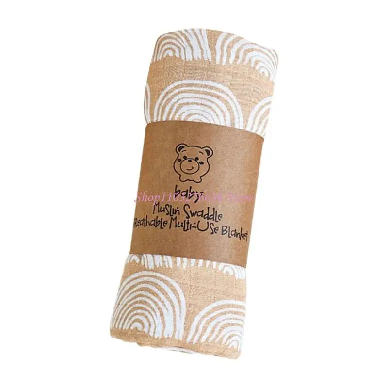 R6FD 120x110cm Swaddles Blanket for Newborns Breathable Cotton Baby Wrap Cloth Bath Towel Boys Girls Nursery Essential