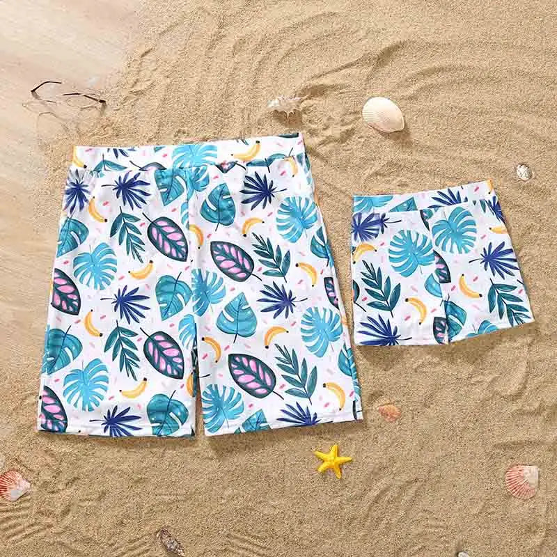 Men Dad Son Swimwear Shorts Family Clothing New Family Matching Swimwear Bow Print Women Mother Daughter Swimsuit
