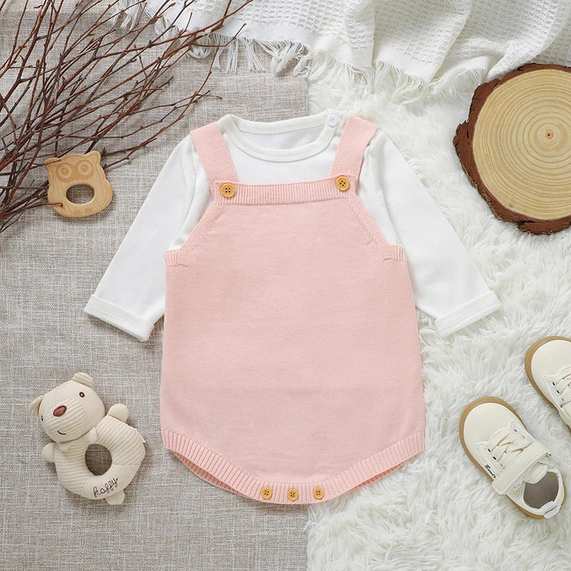 Newborn Baby Bodysuit Cotton Knit Children Sling Clothes Fashion Solid 0-18M Overalls Infant Boy Girl Jumpsuit Sleeveless Summer