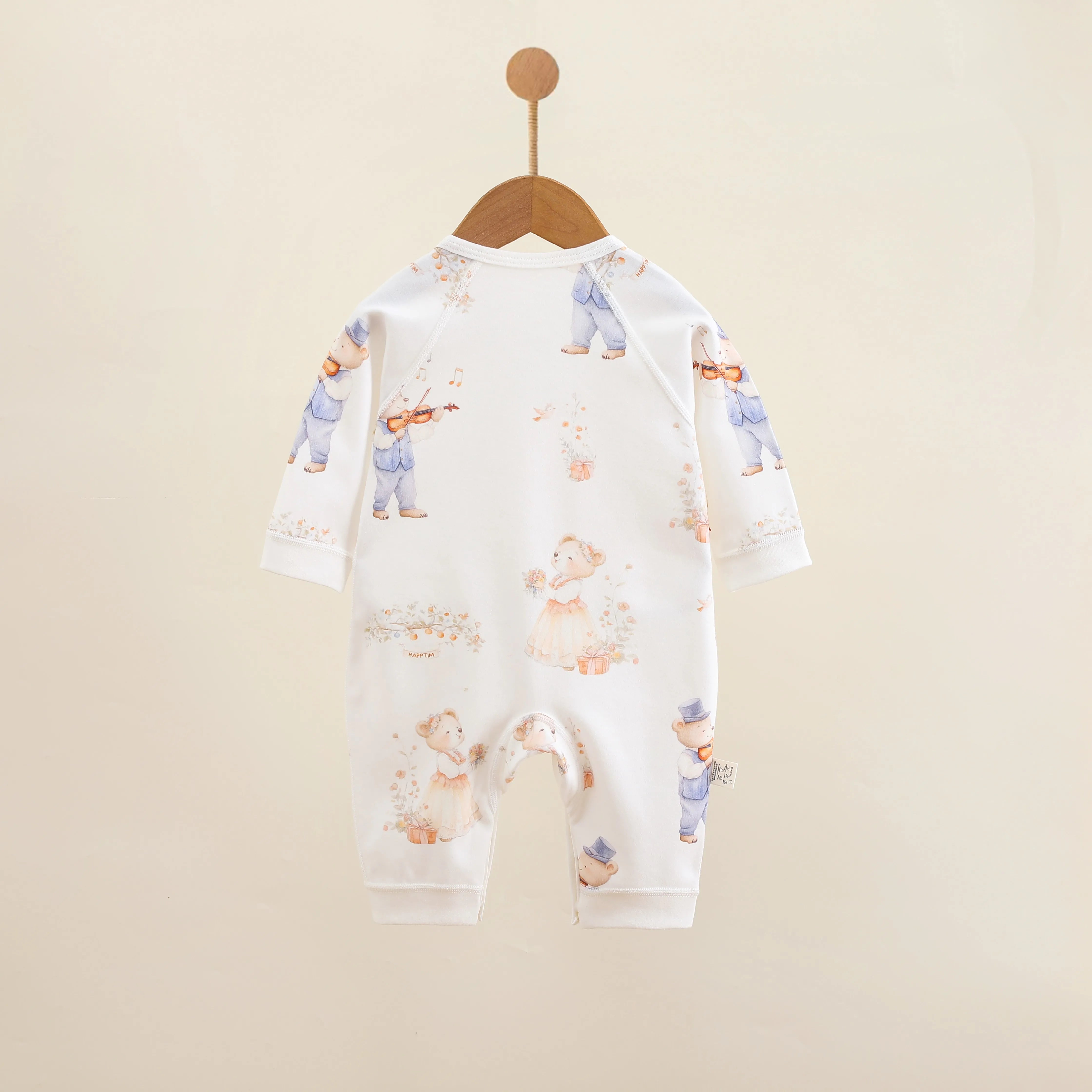Newborn Cute Pattern Cartoon Cotton Bodysuit - Suitable for Boys and Girls, Soft Long Sleeves, All-Season Wear, Perfect for Outd
