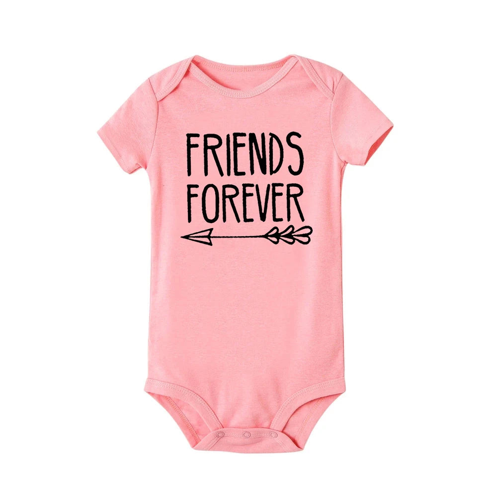 Born Together Baby Twins Bodysuits Best Friends Forever Baby Clothes Twin Summer Jumpsuit Girls Boys Outfits Infant Shower Gifts