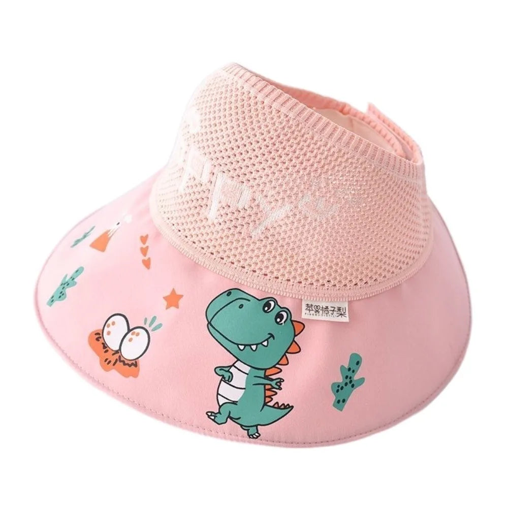 Cartoon Anti UV Protection Children Sun Hat Wide Brim Empty Top Summer Baby Sunhat Thin Comfortable Kids Beach Cap Outdoor