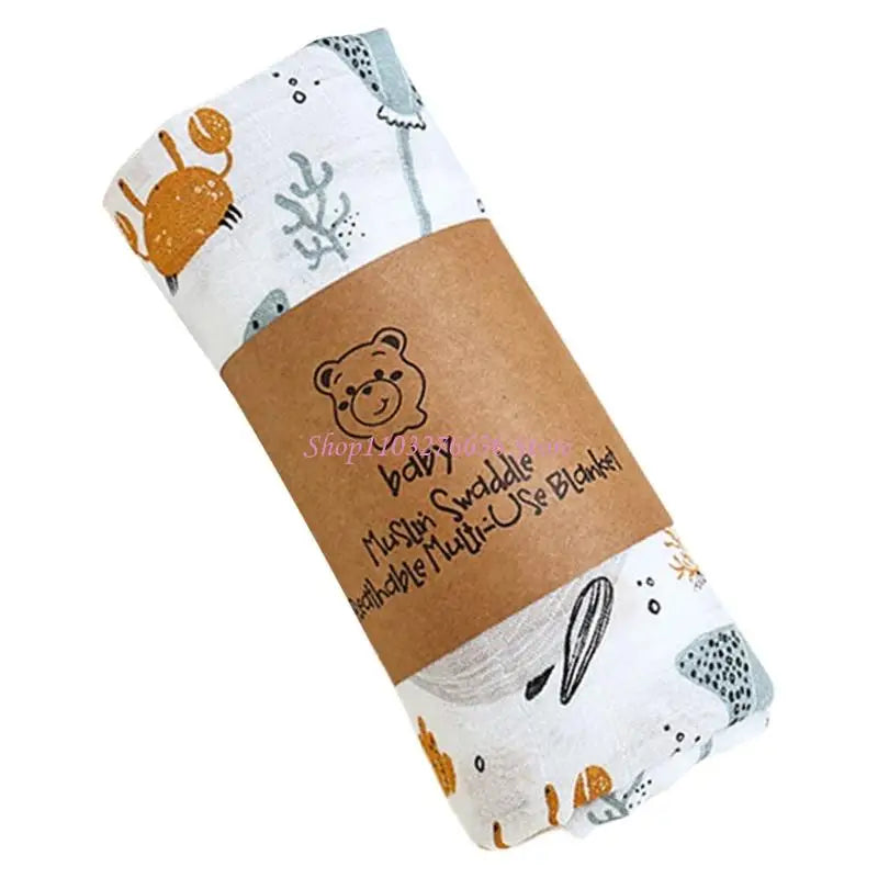 R6FD 120x110cm Swaddles Blanket for Newborns Breathable Cotton Baby Wrap Cloth Bath Towel Boys Girls Nursery Essential