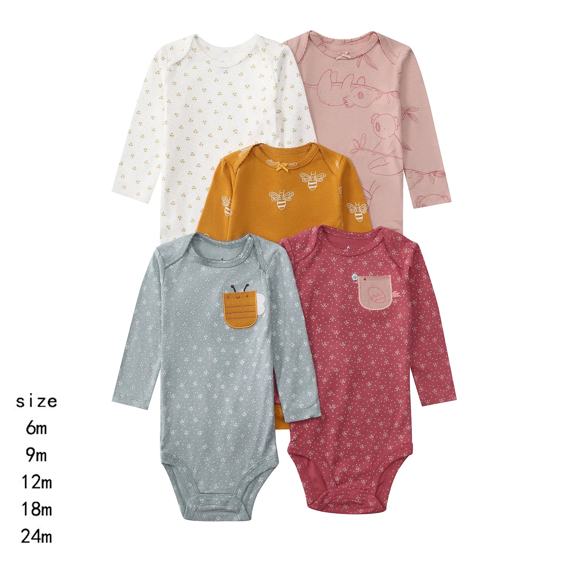 100% Cotton Soft Breathable Baby Bodysuits Long Sleeve Newborn Infant Boys Girls Onesies Rompers Bebe Clothes Baby Shower Gifts