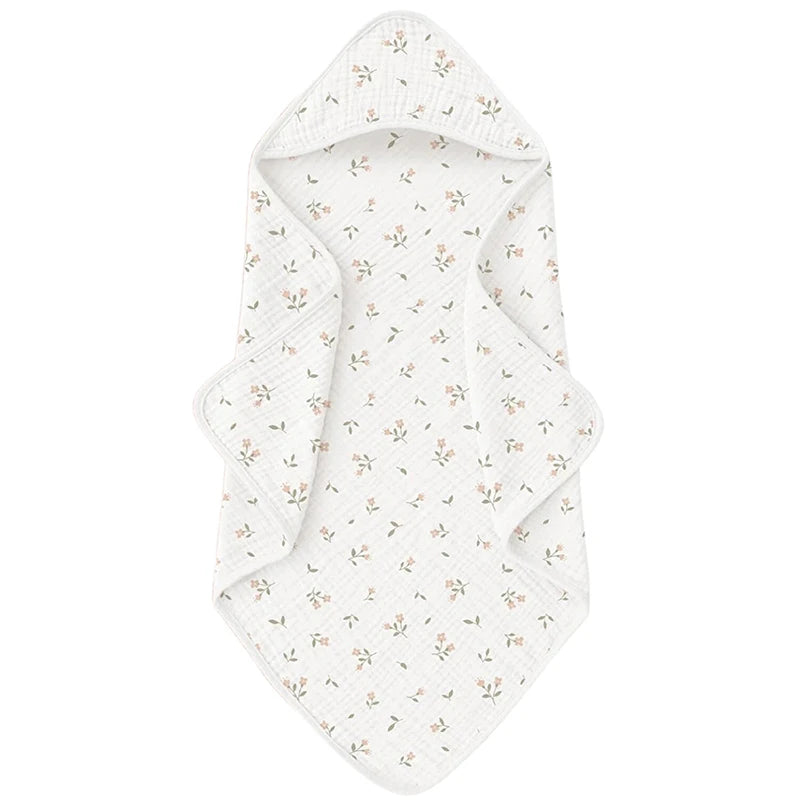 1PC Muslin Hooded Baby Towels Ultra-Soft Cotton Absorbent Baby Bath Towels with Hood for Newborn Baby Infant 30x30in