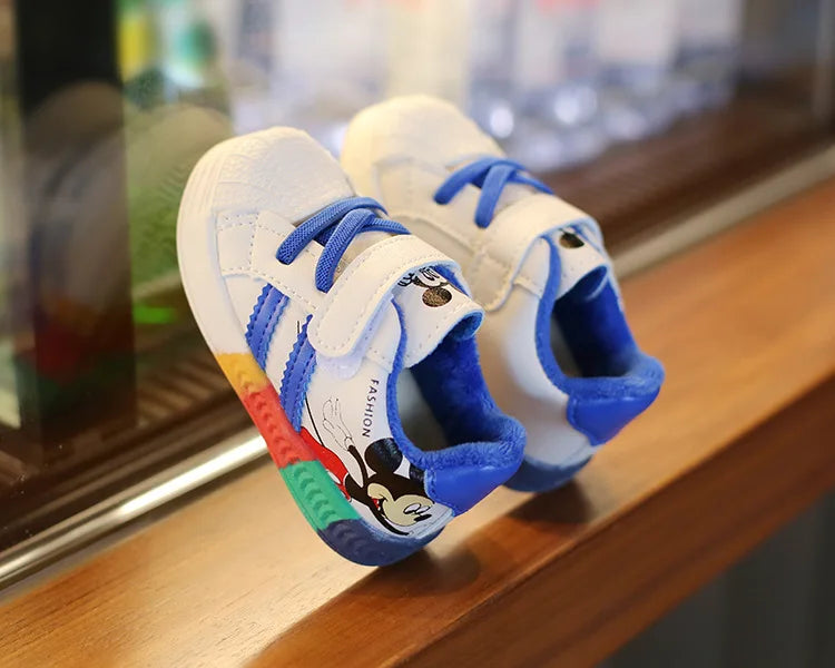 Mickey Minnie Children Casual Shoes Girls Boys Sneakers Kids Breathable Soft Sport Shoe Baby Toddler Outdoor Sneaker Spring