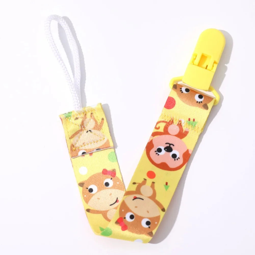 Cute Cartoon Baby Pacifier Clips Ribbon Anti-drop Buckle Strap Pacifier Chain Fixed Button Adjustable Dummy Clip