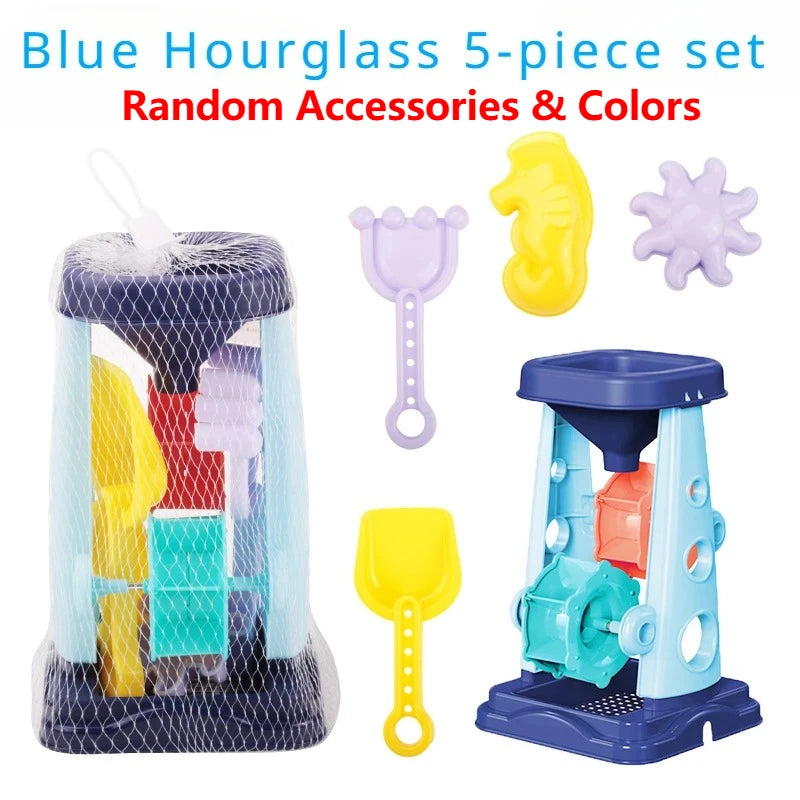 Beach Toy Set for Kids Sand Wheel Sand Bucket Scooter Shovel Rake Sailboat Hourglass Cute Molds Summer Outdoor Sandbox Sand Toys
