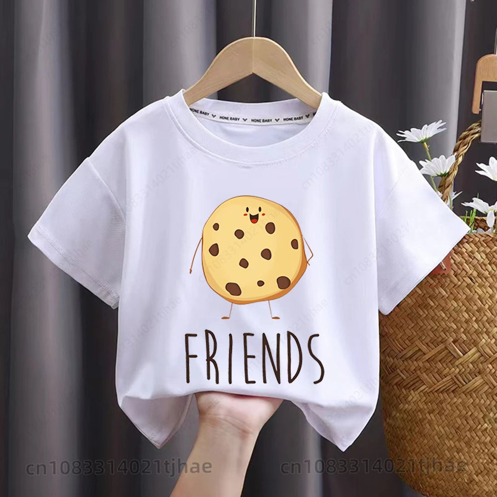 Funny Best Friend Twins Kids T-shirt for Baby Sandwich and Hamburger Food Tshirt Casual Shirt Tops Twins Brother Sister Tees