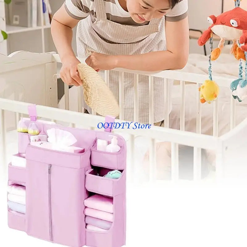 367A Cloth Diaper Holders With Adjustable Straps Multiple Layer Baby Bed Storage Bag For Toy Diapers Essential