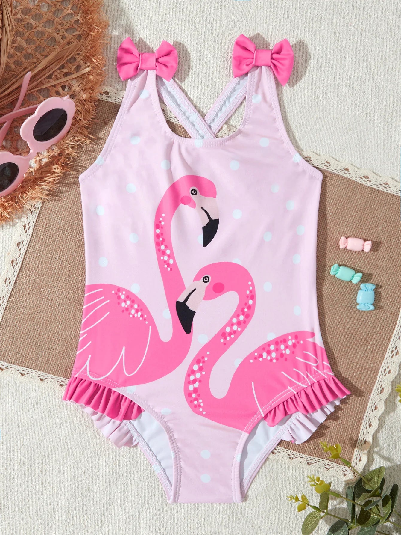 2026 Summer Children Swimsuit 2-8Years Girls Swimsuit Infant Baby Cute Cartoon Sleeveless Bikini Briefs One-piece Swimsuit