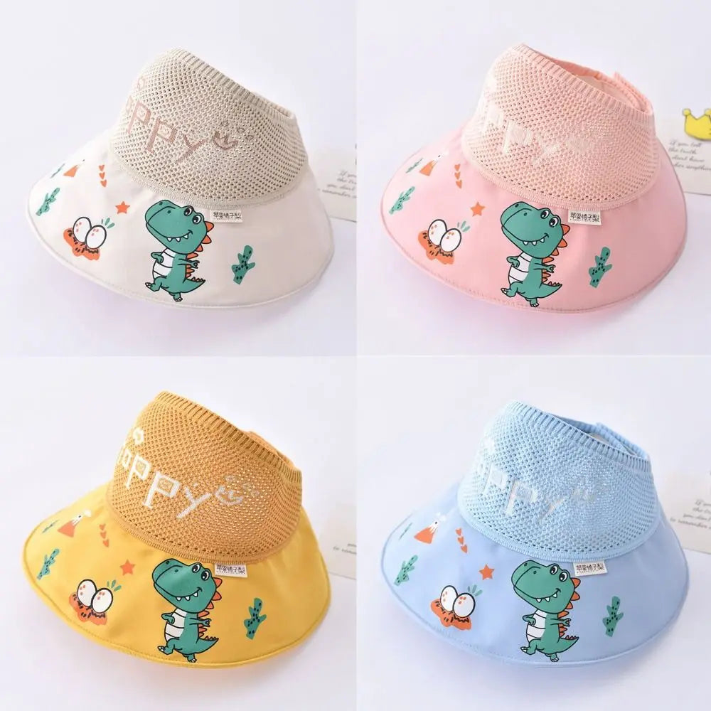 Cartoon Anti UV Protection Children Sun Hat Wide Brim Empty Top Summer Baby Sunhat Thin Comfortable Kids Beach Cap Outdoor