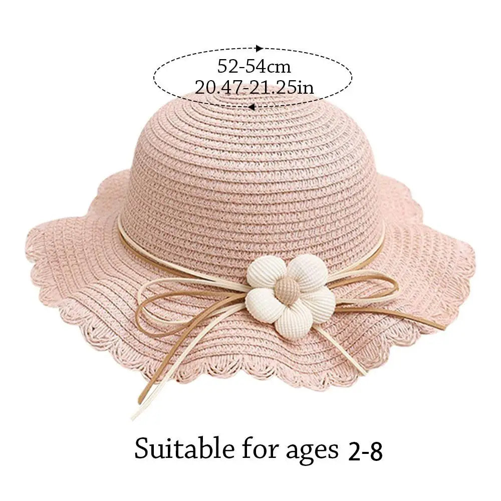 UV Protection Kids Straw Cap Bag Outdoor Spring Summer Breathable Beach Cap Travel Big Brim Sun Hat Children Girls