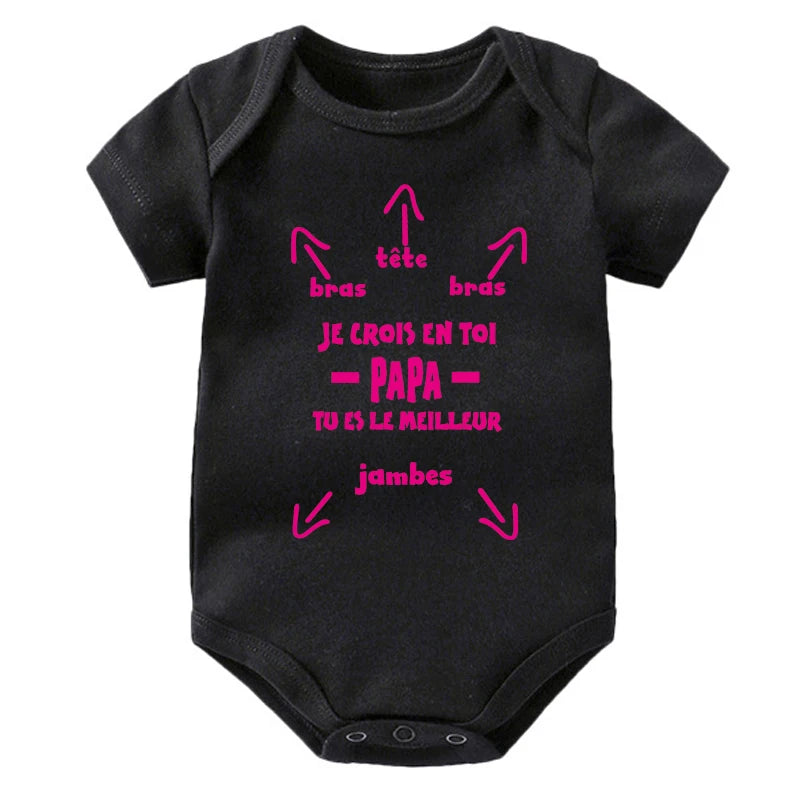Papa Tu Es Le Meilleur Baby Bodysuit Cute Summer Baby Romper Body Baby Boys Girls Clothes Outfits Cotton Baby Wear Dad's Gift
