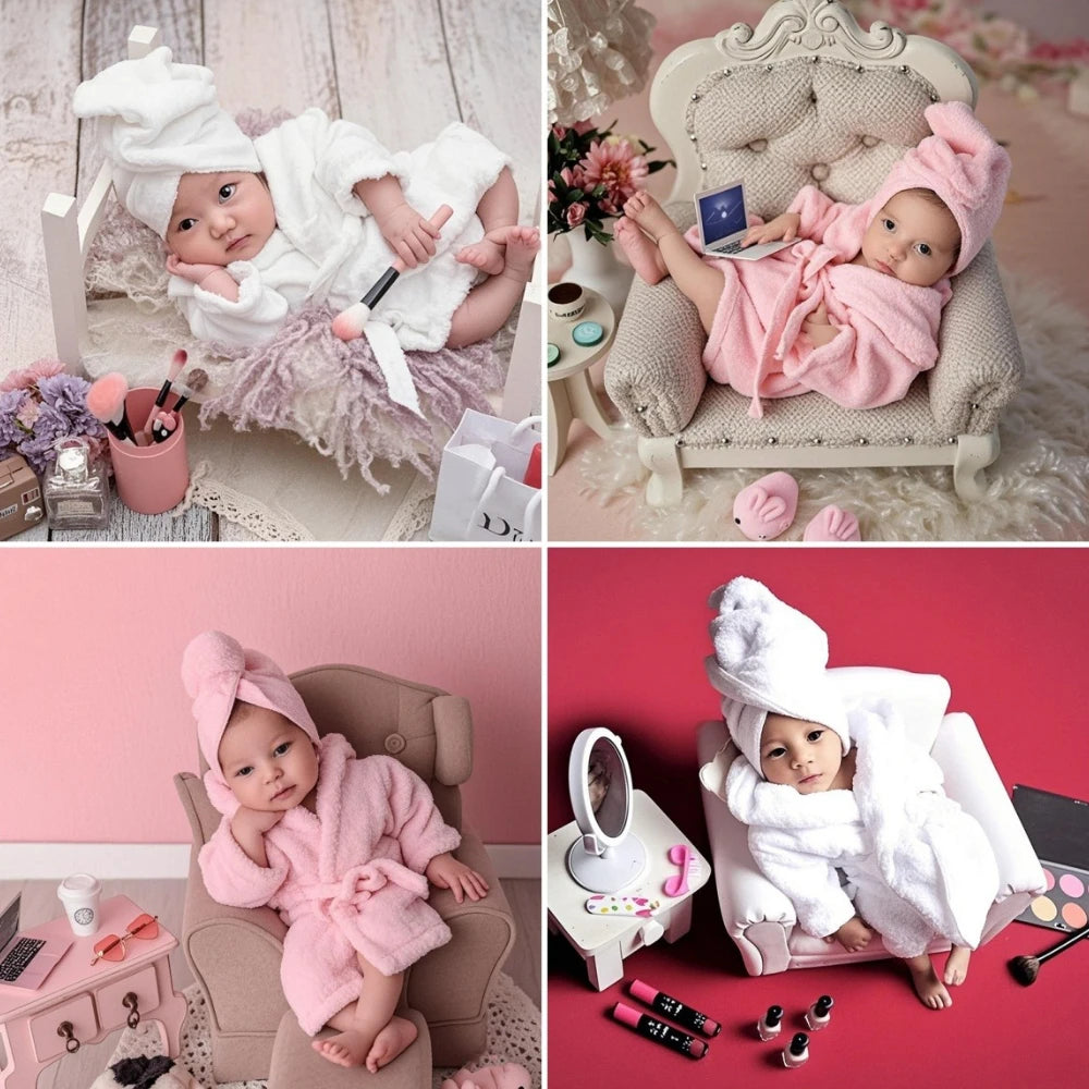 5PCS Newborn Photography Outfits Props Baby  Bathrobes Bath Towel with Slippers Cucumber Infant Girl Boy Photos Accessories