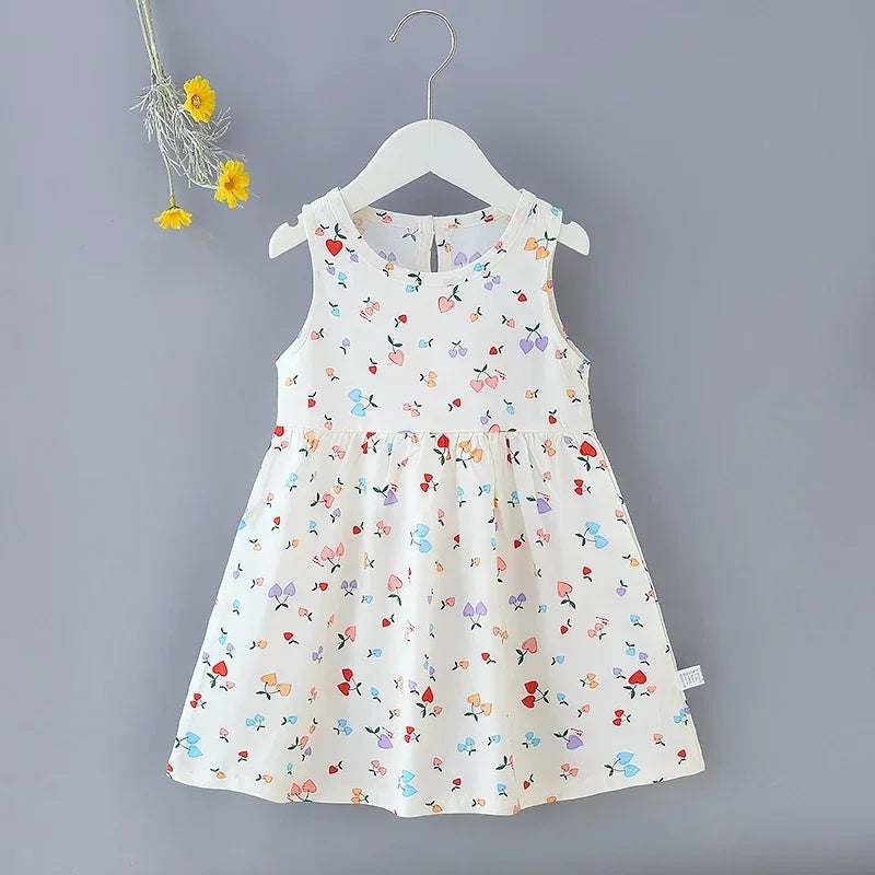 Baby Girls Summer Dress Sleeveless Cute Print Children's Dresses Cotton Toddler Kids Party Sundress Clothes Baby Clothing Skirts