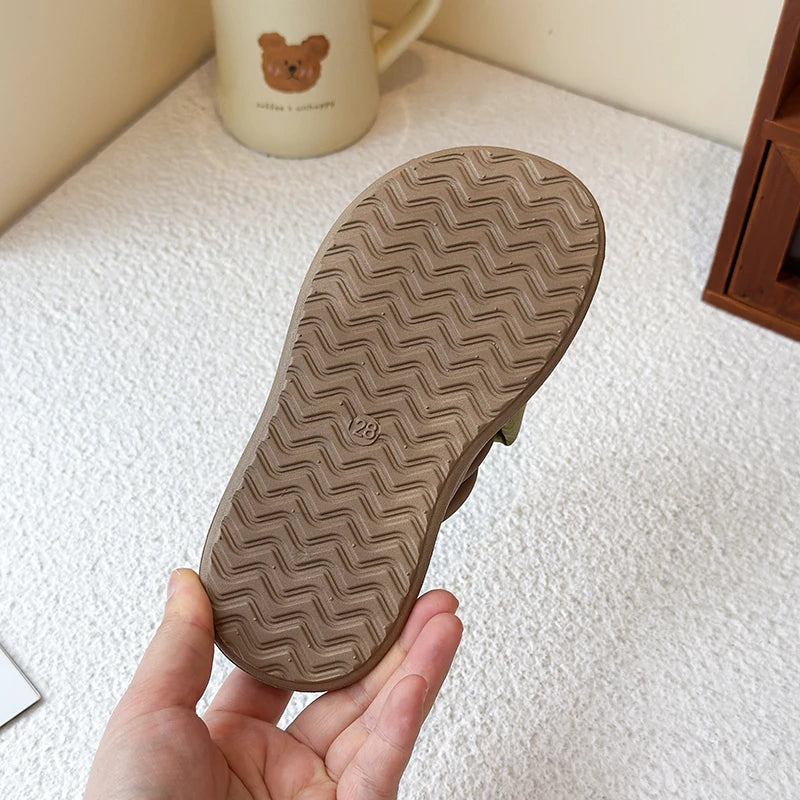 Kids Print-Motif Chunky Pool Sandals for Girls 2025 Summer Non-slip Toddler Beach Slippers Simple Chic Comfort Girls Water Shoes