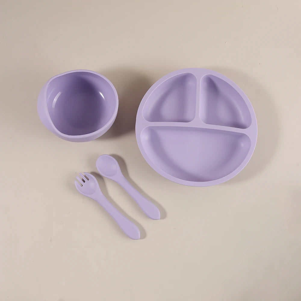 2025 baby feeding plate 3 grids divided sauction bowl spoon fork set boy girl tableware