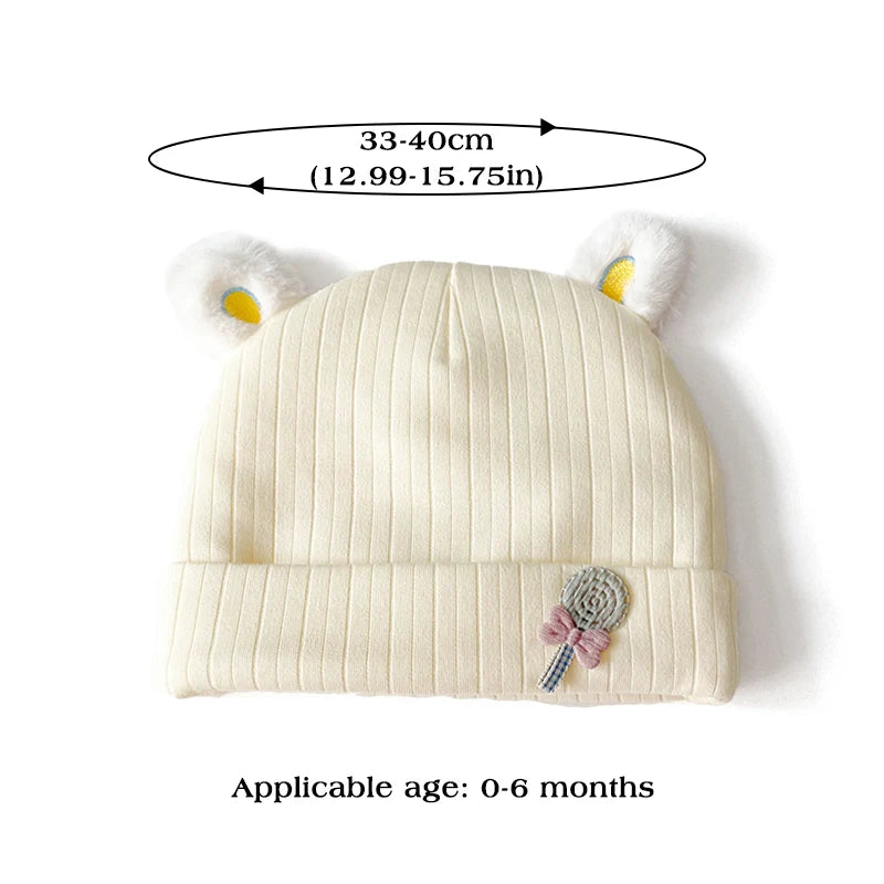 0-3 Months Newborn Fetal Hats Korean Cute Soft Cotton Boy Girl Autumn Winter Warm Beanies Caps Solid Color Infant Kids Bonnets