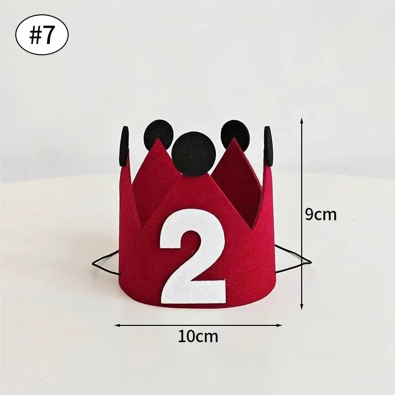 Happy Birthday Hat Baby First Birthday Party Felt Hat 1st 2th 3th Years Kids Baby Shower Hat Birthday Headband Decoration Red