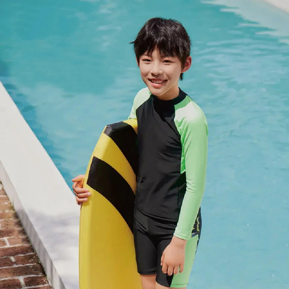 Boys Two Piece Rash Guard Swimsuits Kids Long Sleeve Sunsuit Swimwear Sets Boys Swimsuits UPF50+UV Swimwear Kids 7-14 Years