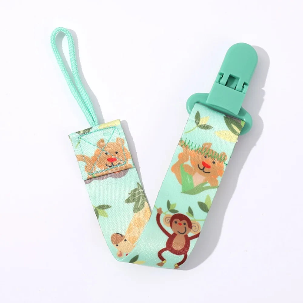 Cute Cartoon Baby Pacifier Clips Ribbon Anti-drop Buckle Strap Pacifier Chain Fixed Button Adjustable Dummy Clip