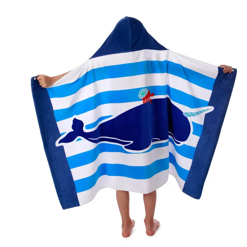 Cotton Kids Hooded Bath Towel Beach Vacations Swimming Children Cartoon Cloak Bathrobe Hooded Bath Towels for Boys Girls