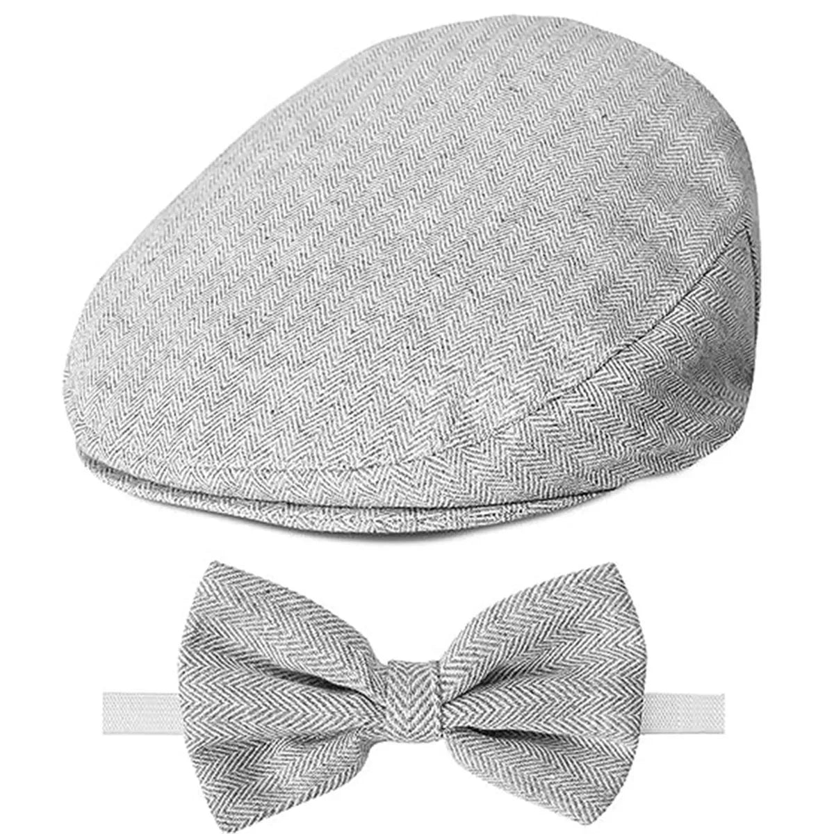 Baby Hat Kids Cap Toddler Birthday Baptism Accessorie Newborn  Christening Newsboy Vintage Driver Beret with Bow Tie
