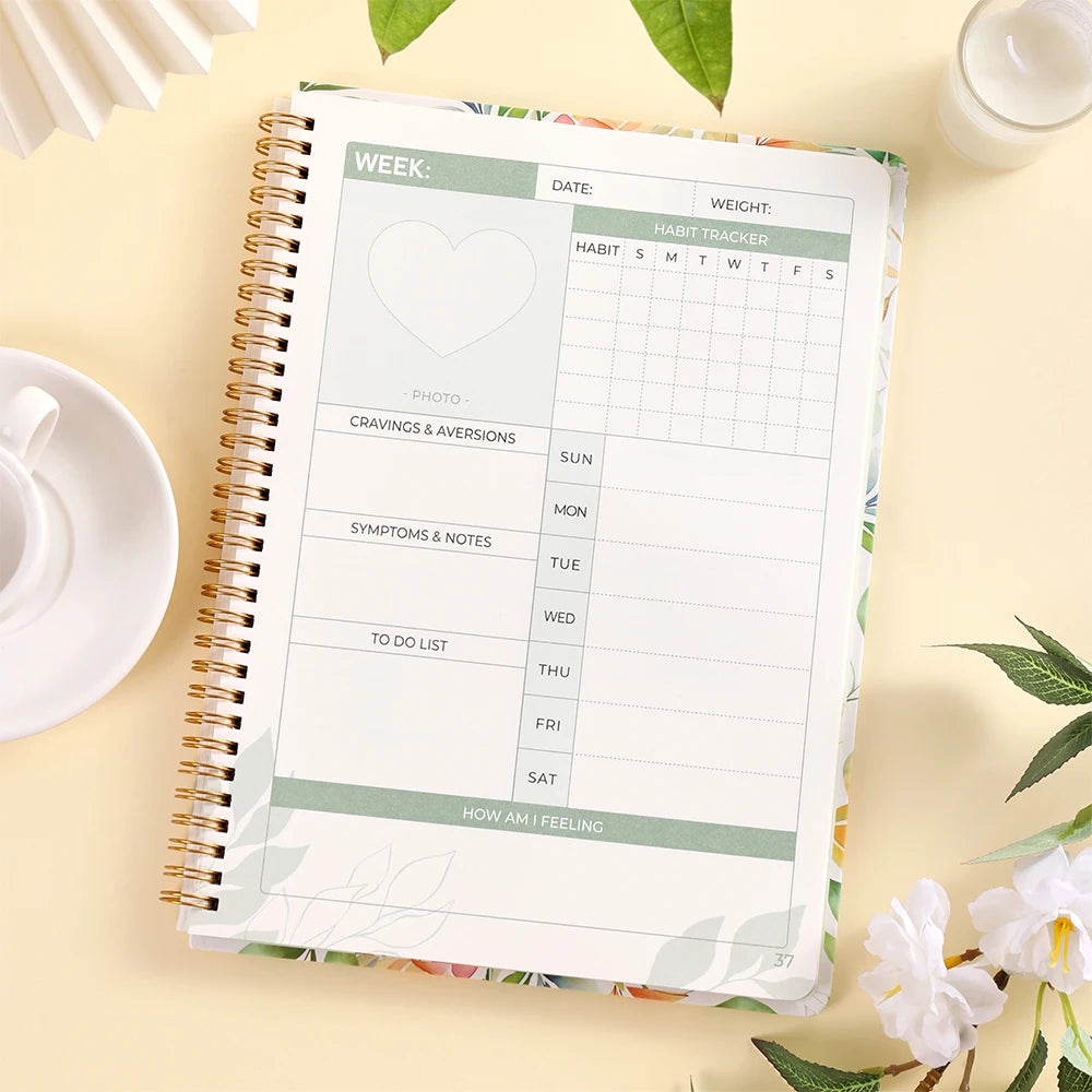 96 Sheets First-Time Mom Pregnancy Journal Memory Book with Weekly Planning & Sonogram Spaces Stickers Thoughtful Gift for Baby