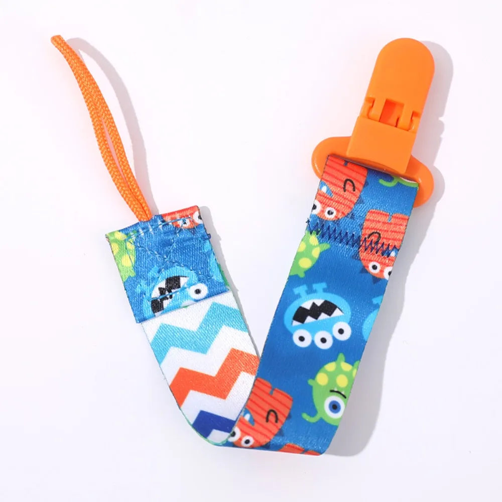 Cute Cartoon Baby Pacifier Clips Ribbon Anti-drop Buckle Strap Pacifier Chain Fixed Button Adjustable Dummy Clip