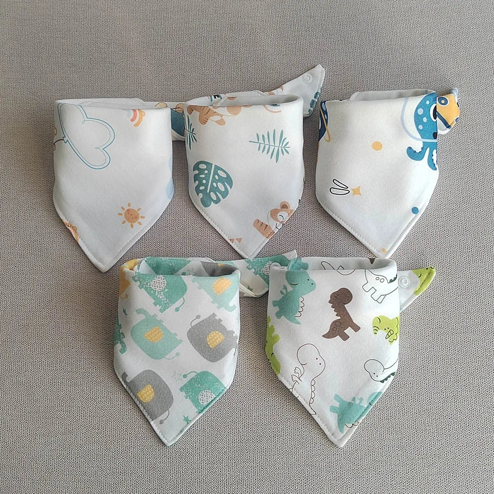 New 5 Pieces/Lot Baby Bib Newborn Feeding Burp Cloth Cotton Kids Triangle Scarf Teething Saliva Towel Soft Bandana Bibs