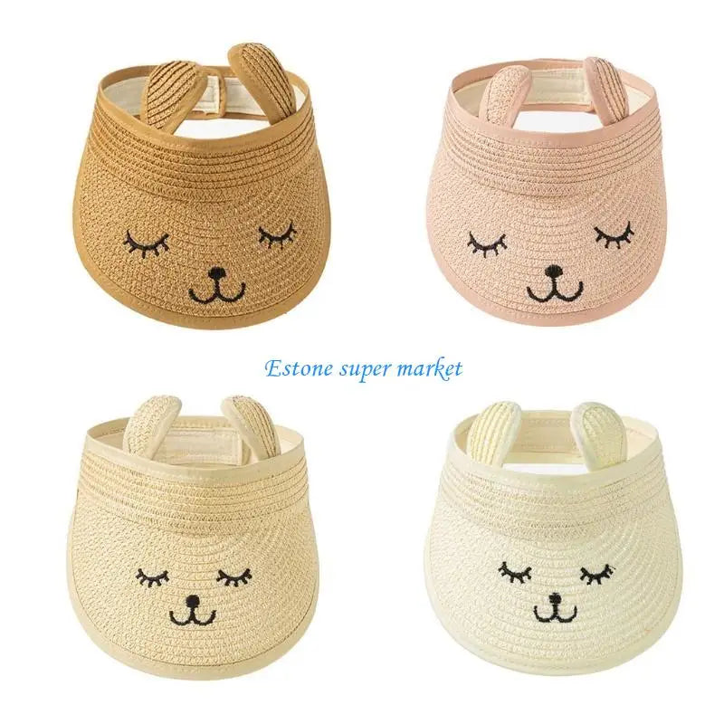 090B Summer Straw Folding Visor Baby Cap Adjustable Kids for Sun Hat for Boys Gi