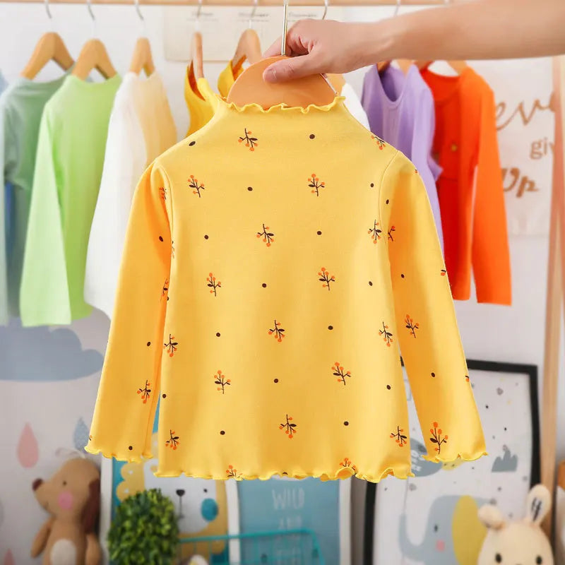 Cotton Baby Girls T-Shirt Long Sleeve Spring Kids Turtleneck Bottoming TShirts for Children Girl Tops Clothes