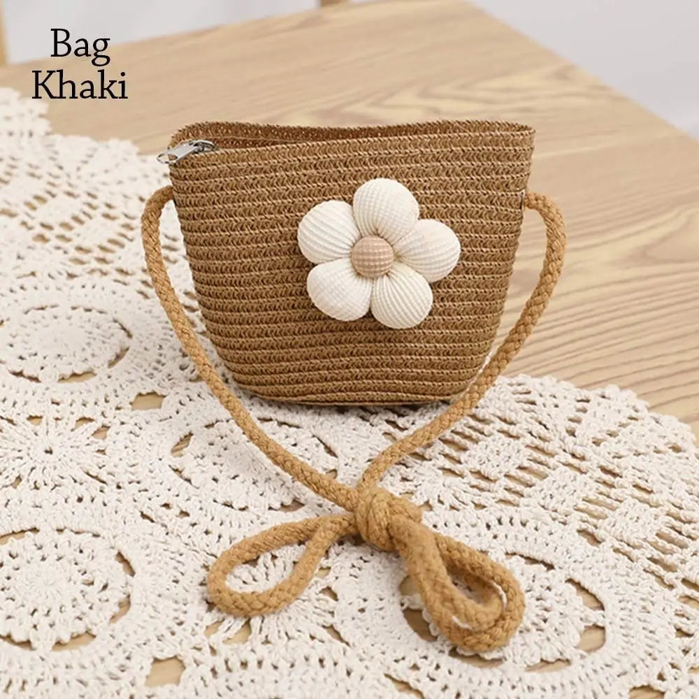 UV Protection Kids Straw Cap Bag Outdoor Spring Summer Breathable Beach Cap Travel Big Brim Sun Hat Children Girls
