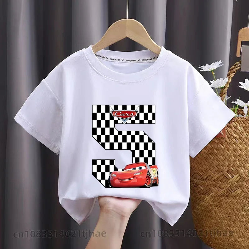 Cars 0-9 Birthday Kids Cosplay COTTON T-shirts for Babys T-Shirt Costume Tees Baby Party T Shirt Clothes Children Tops