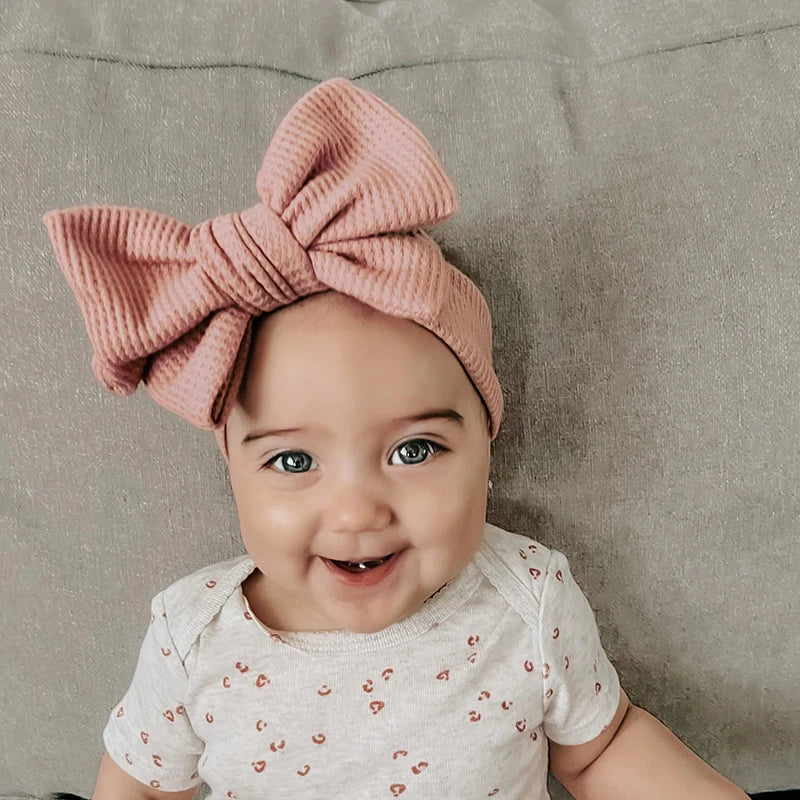 Baby Girl Hair Accessories Baby Headband Newborn Children's Headwear Knit Big Bow Double Layer Kids Hair Band Turban Headdress