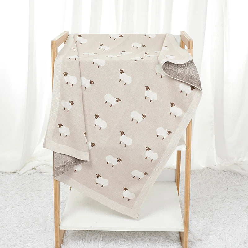 Infant Baby Blankets Cotton 90*70cm Sleepsack Cute Cartoon Sheep Newborn Boy Girl Bedding Quilt Knit Srtoller Swaddle Soft Plaid