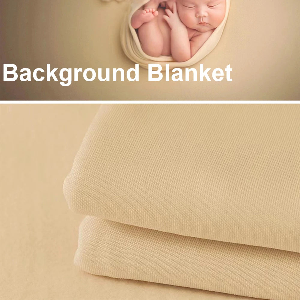 Newborn Photography Props Soft Cotton Stretch Wraps Handmade Knitted Hat Bunny Doll Studio Baby Green Theme Shooting Accessories