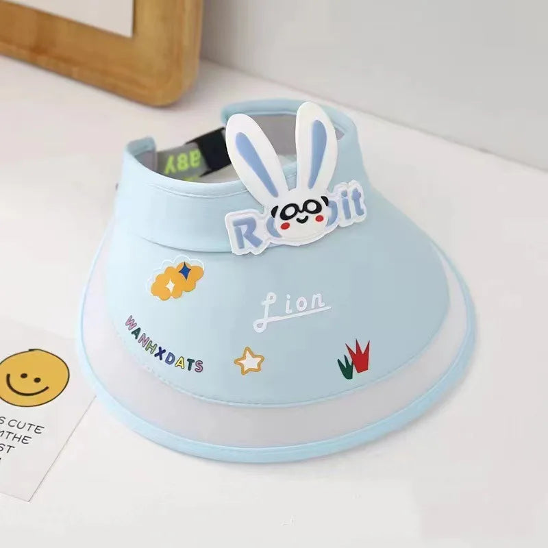 Children Sunshade Hat 2-8 Years Old Boys Empty Top Big Brimmed Cool Hat Summer Girls Cartoon Ice Silk Adjustable Sunscreen Hat