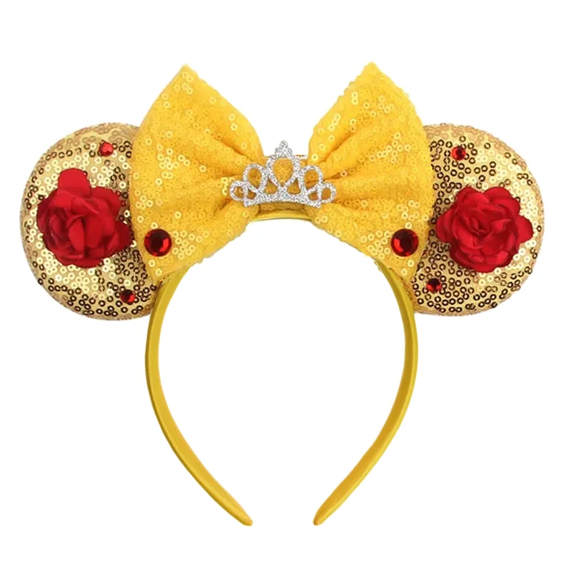 Beauty and Beast Baby Headbands Girls Belle Hair Accessories Enchanted Rose Ear Hairband Kid Crown Bow Headwear Baby Photography