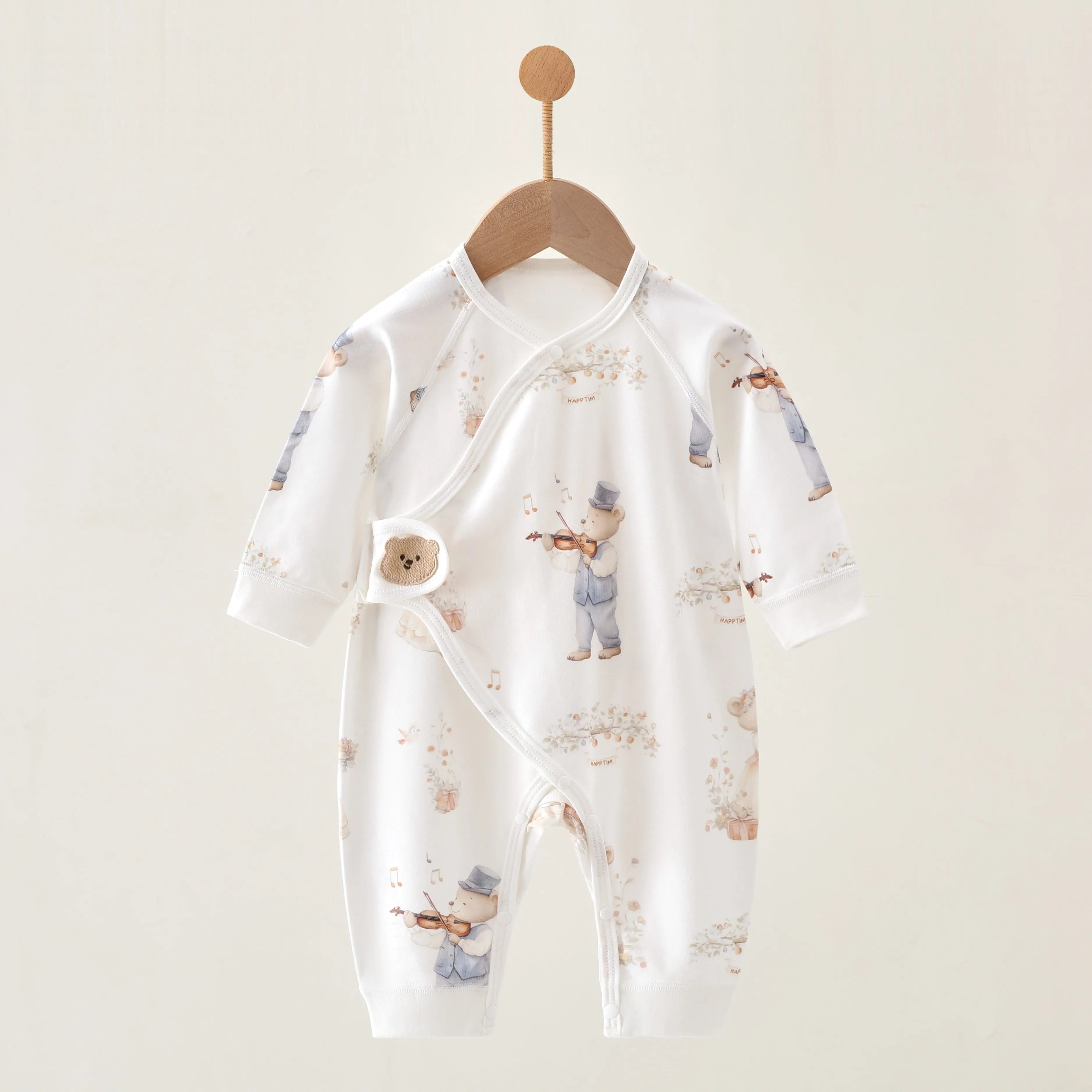 Newborn Cute Pattern Cartoon Cotton Bodysuit - Suitable for Boys and Girls, Soft Long Sleeves, All-Season Wear, Perfect for Outd