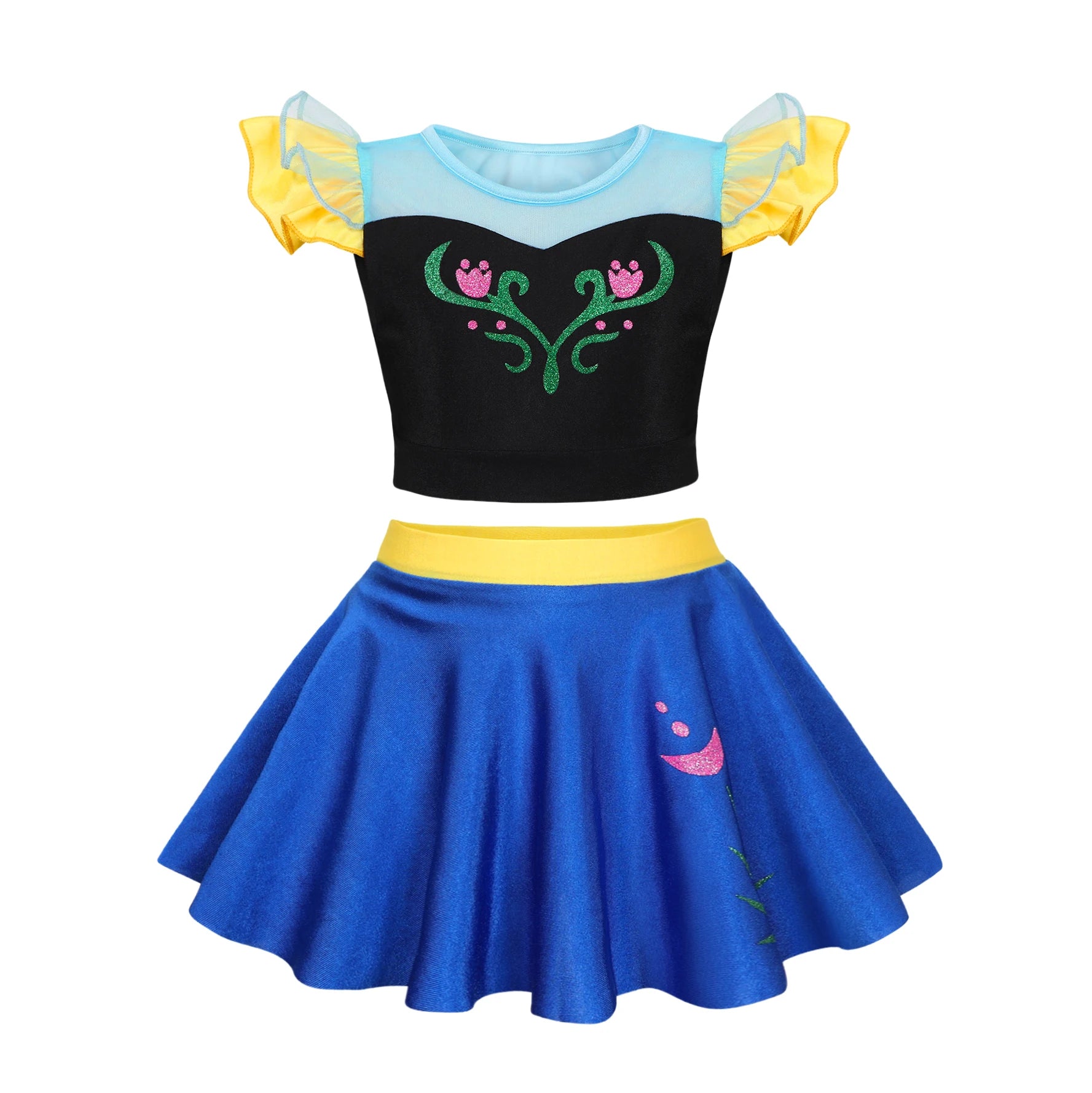 Summer Kids Girls Two Piece Elsa Beach Bikini Swimsuit 2025 Kids Rapunzel Jasmine Swimwear  Child Swimming Outfits Ruffled Skirt