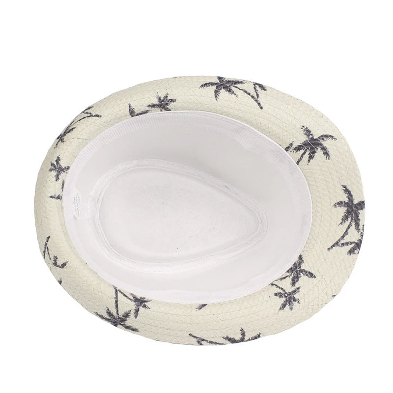 Summer Beach Straw Hat for Kids Linen Woven Sun Protection Cap Outdoor Travel Sunscreen Kids Boy Girl Panama Hats