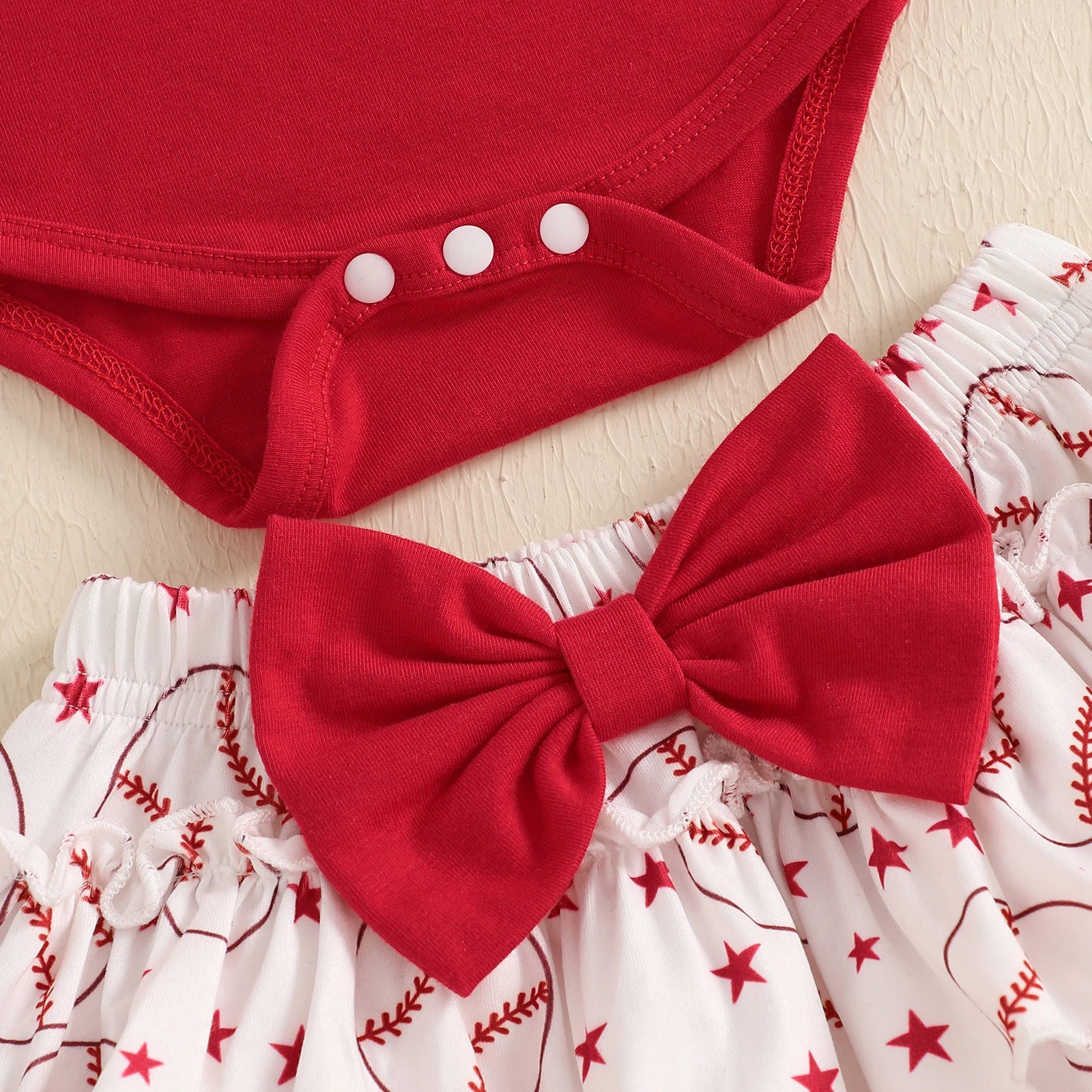 BeQeuewll New Sweet Baby Girl Summer Clothes 4PCS Newborn Outfit Star Baseball Short Sleeve Romper Skirt Socks Headband Kid Suit